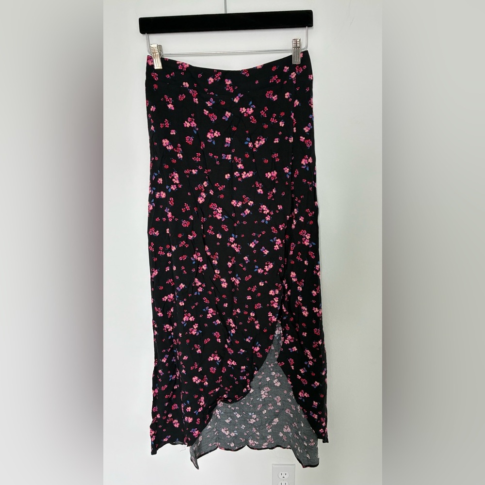 Express Black and Pink Asymmetrical Skirt